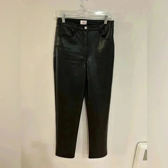 ARITZIA WILFRED VEGAN LEATHER STRAIGHT CROPPED HIGHRISE MELINA PANTS SZ 6 - Picture 6 of 12